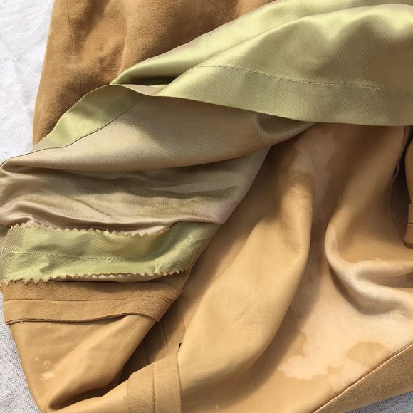 VTG 60s Rare Suede Leather Silk Women’s Pencil Skirt MOD Western Boho USA XS O - Picture 16 of 16